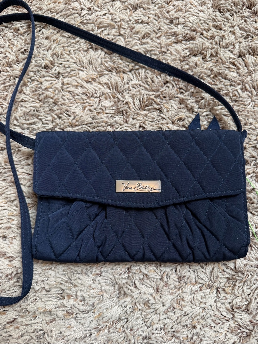 NWOT Vera Bradley Quilted Crossbody Wallet Bag in Navy Blue
